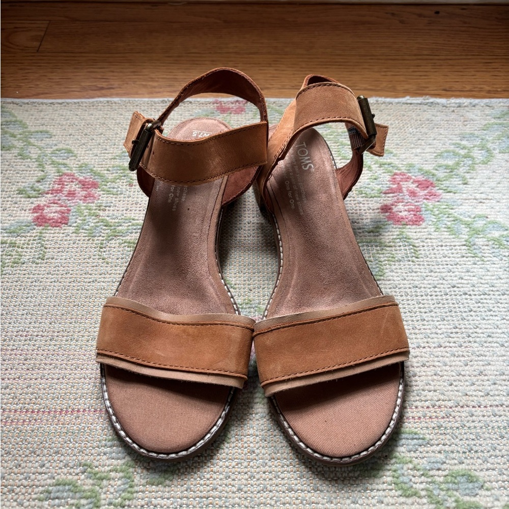 Toms Tan Sandals with Ankle Strap